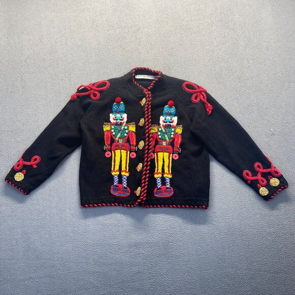 Vtg 1993 Michael Simon Nutcracker Cardigan Sweater Hand Beaded Intricate Sz 1 - Picture 9 of 15